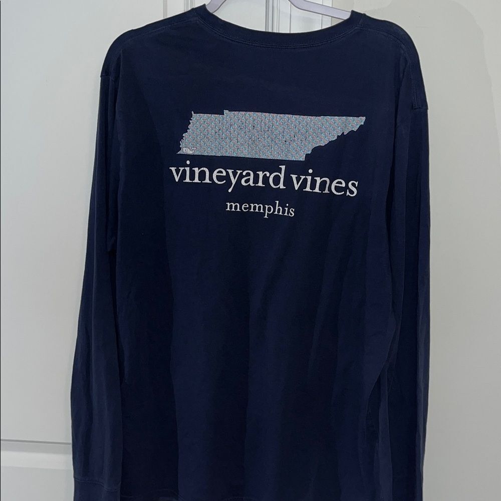 Blue Vineyard Vines Memphis Tennessee Whale Logo Pocket LS T shirt L Collector